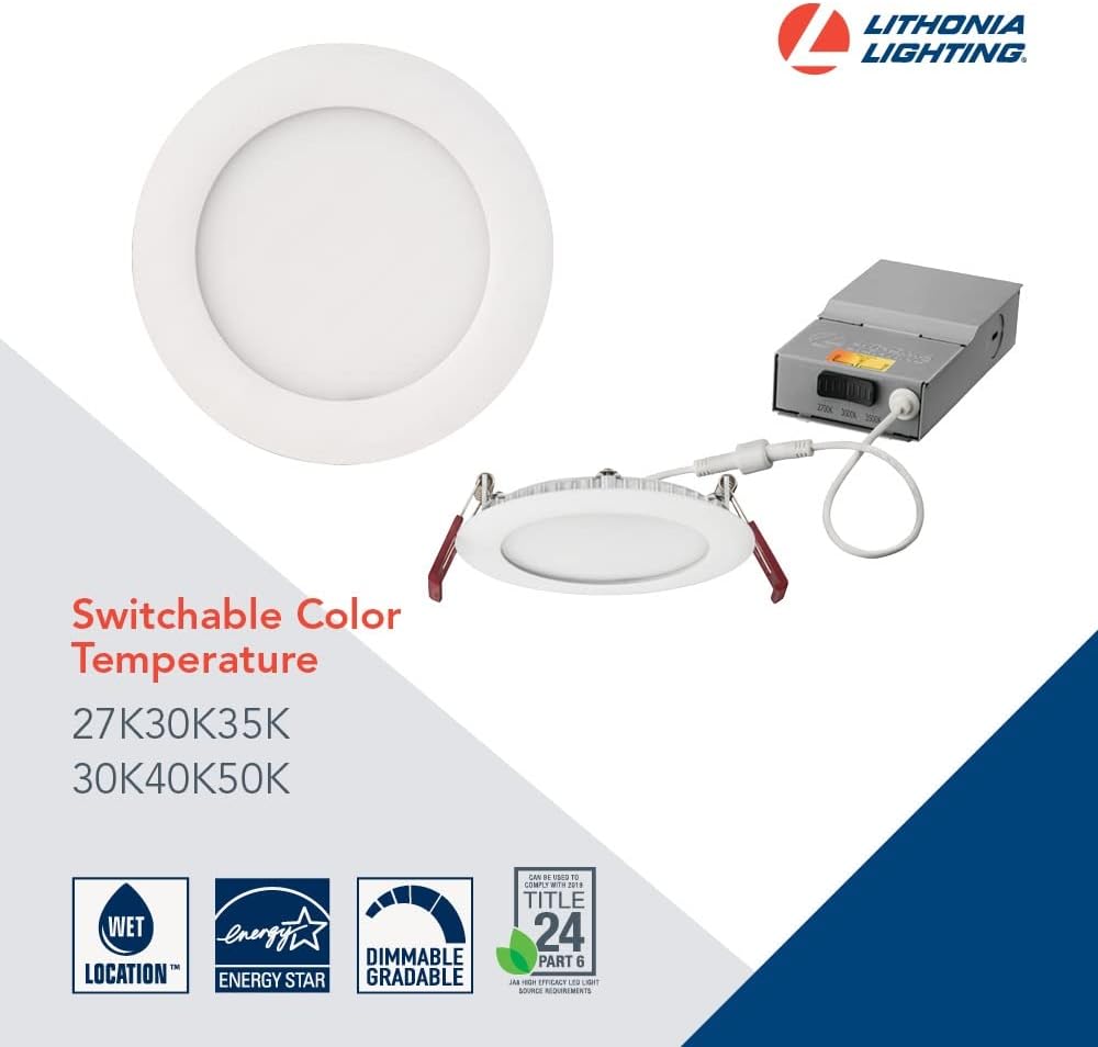 3-Inch Dimmable LED Recessed Ceiling Downlight, 3000K, White & 6-Inch 90CRI LED Color Temperature Selectable Ultra Thin Recessed Downlight Q13329