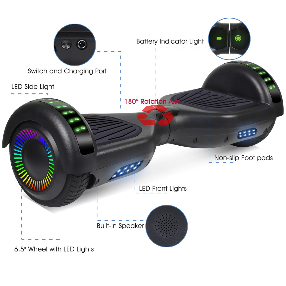 Orange and Gray Self Balancing Hoverboard with LED Lights and Bluetooth D537565