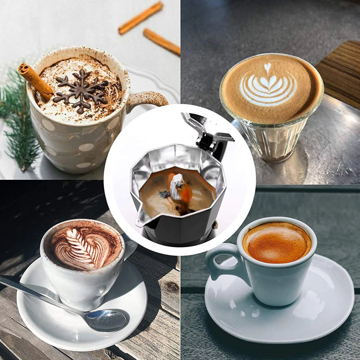 3 Cup Aluminum Stovetop Espresso Maker Moka Pot (Black) L4561