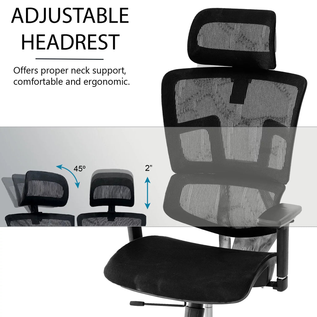 Black Ergonomic Mesh Office Chair with Headrest and Armrests Y18753