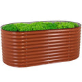 Brown 79-Inch Oval Stackable Steel Raised Garden Bed with Rubber Edge Trim U960
