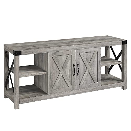60 Inch TV Stand with Storage and Adjustable Shelves (Grey) R9696