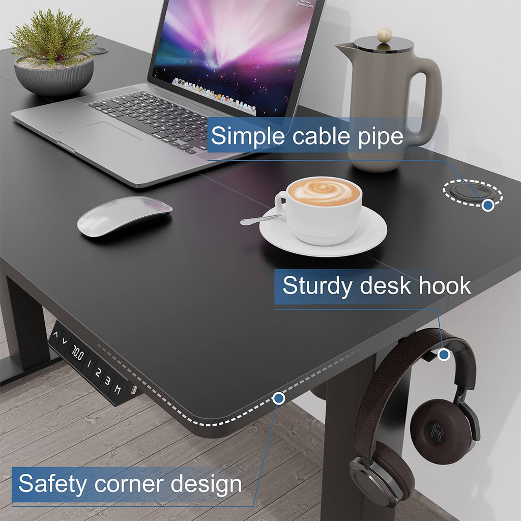 Black 48 x 24 Height Adjustable Electric Standing Desk O1743