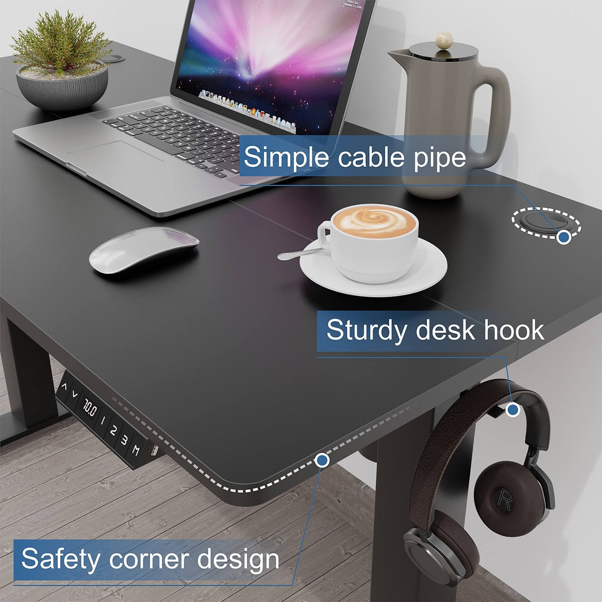 Black 48 x 24 Height Adjustable Electric Standing Desk O1743