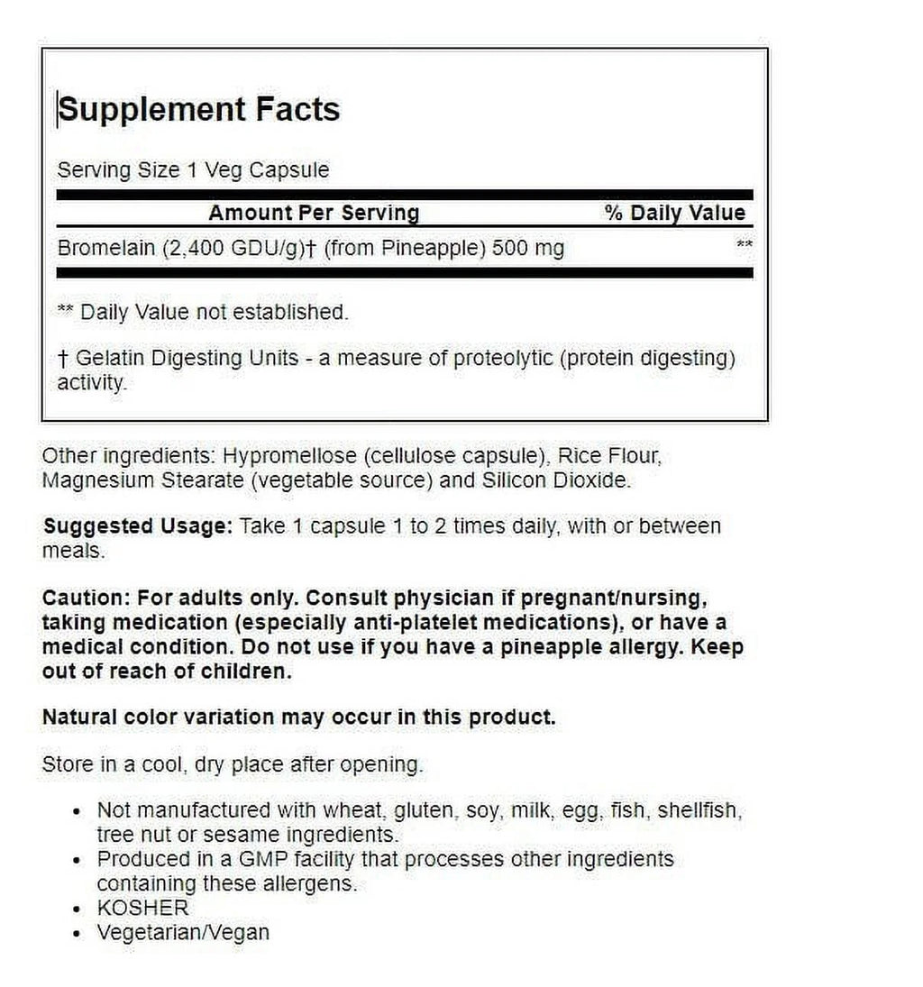 Bromelain 500 mg 60 Veg Capsules Z5501