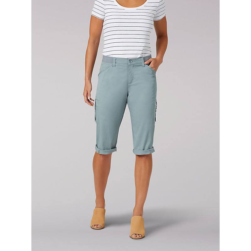 Grey Relaxed Fit Cargo Capris C47658