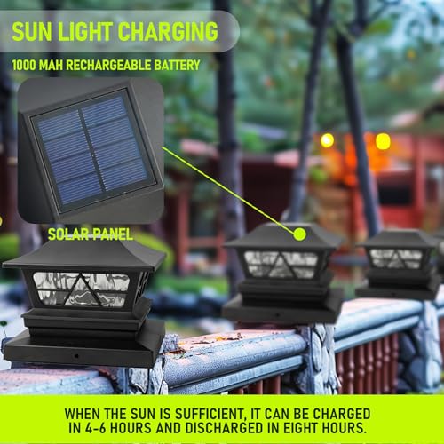 4 Pack Solar Post Cap Lights Waterproof Color Changing Warm White/Cool White for 4x4 5x5 6x6 Wood Posts E13754