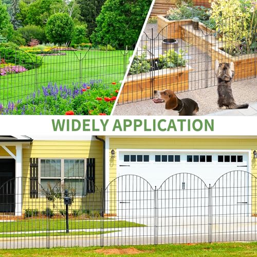 Arched Rustproof Metal No Dig Garden Fence with Ground Stake B471624