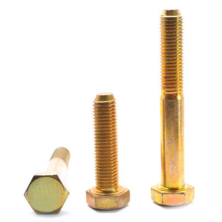 5/8 inch-11 x 3 1/2 inch Coarse Thread Grade 5 Hex Cap Screw Medium Carbon Steel Yellow Zinc Plated Pk 100 Y8134