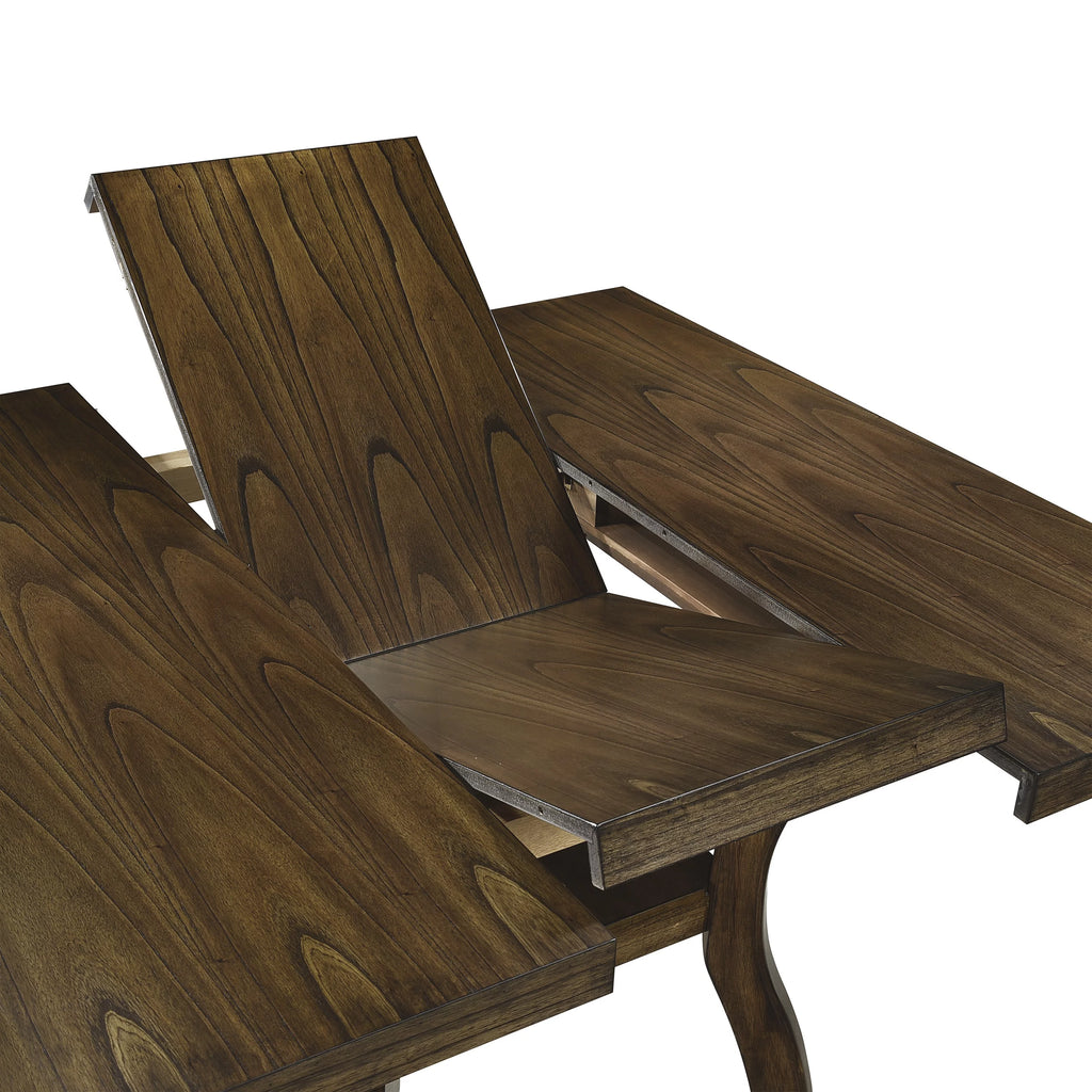 Brown Finish Wood Dining Table with Display Shelf I28074