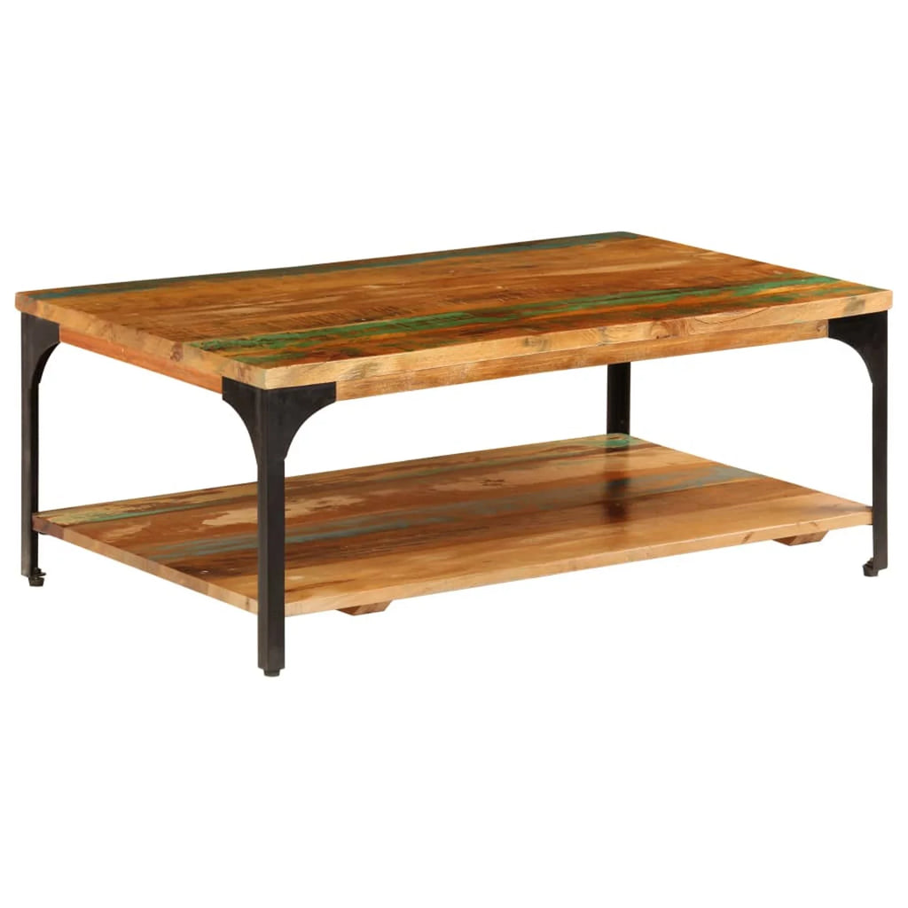 Coffee Table with Storage Shelf Reclaimed Wood Steel Frame S64681