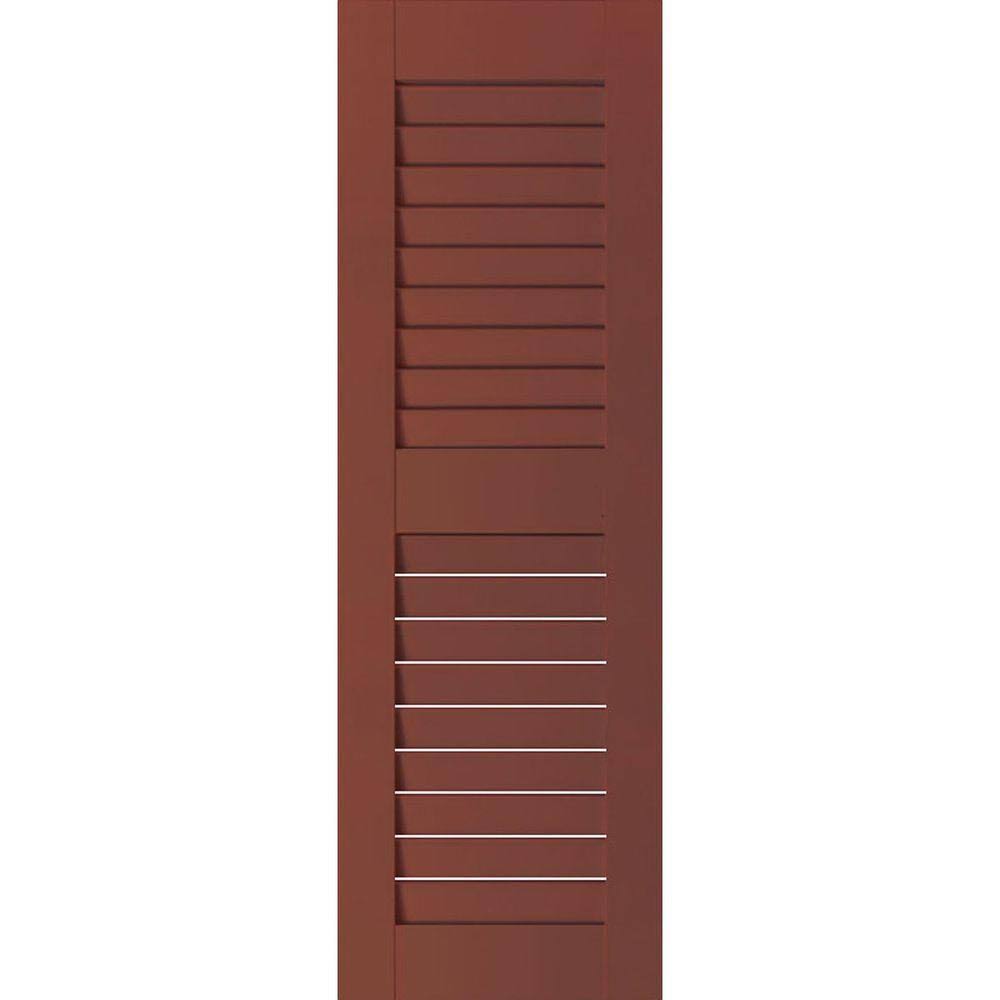 18 in. x 25 in. Real Wood Western Red Cedar Louvered Shutters Pair P91351