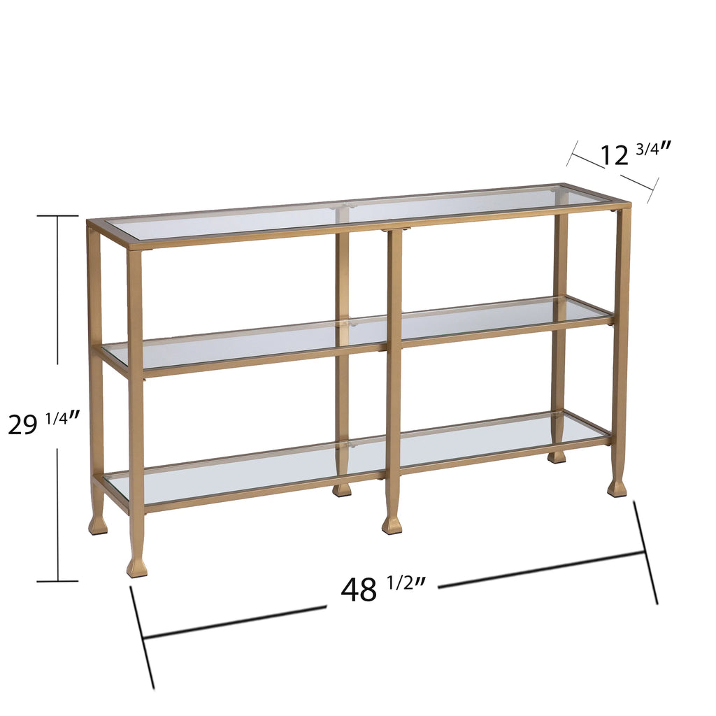Gold Metal and Glass Console Table Y228