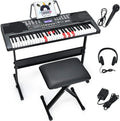 61-Key Electronic Keyboard Piano with Lighted Keys, Built-in Speakers, Headphones, Adjustable Stand I9791