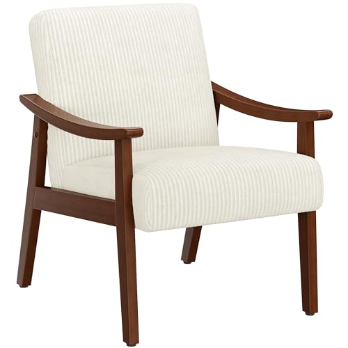 Brown PU Leather Accent Chair with Solid Wood Legs G5669