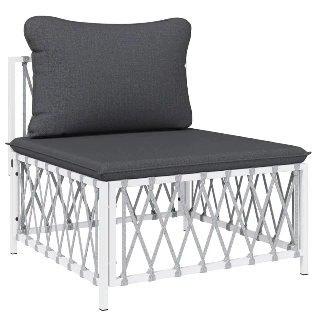 4 Piece Patio Set with Cushions White Steel X5657