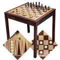 Wooden Chess Checkers and Backgammon 3 in 1 Combo Game Table Set C95224