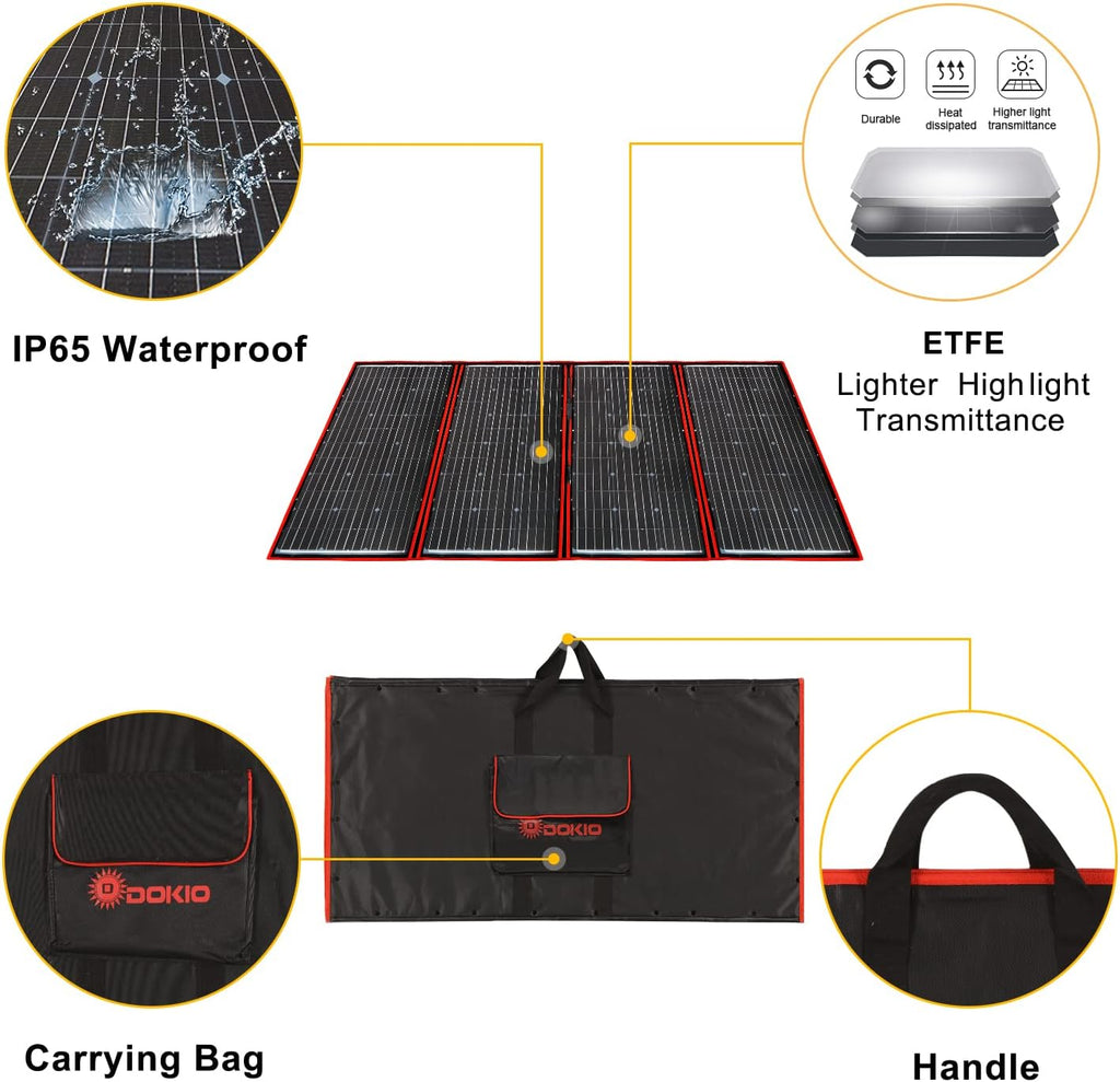 300W 18V Portable Folding Solar Panel Kit with 2 USB Outputs J57452