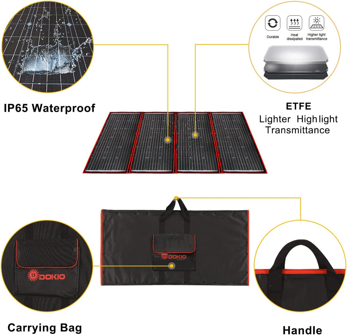 300W 18V Portable Folding Solar Panel Kit with 2 USB Outputs J57452