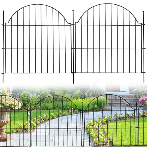 Arched Rustproof Metal No Dig Garden Fence with Ground Stake B471624
