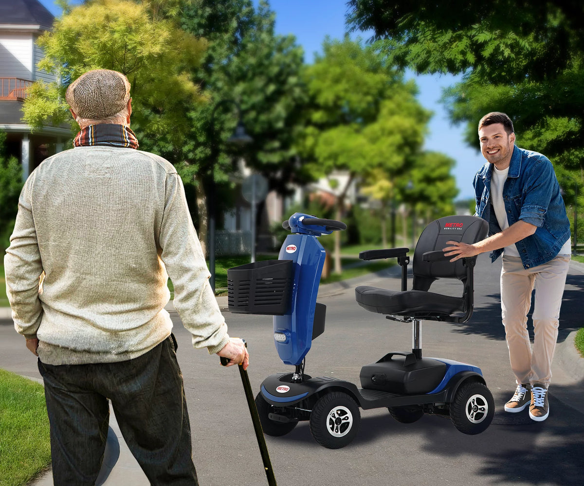 Blue 4 Wheels Folding Mobility Scooter with USB Charging Port B78334