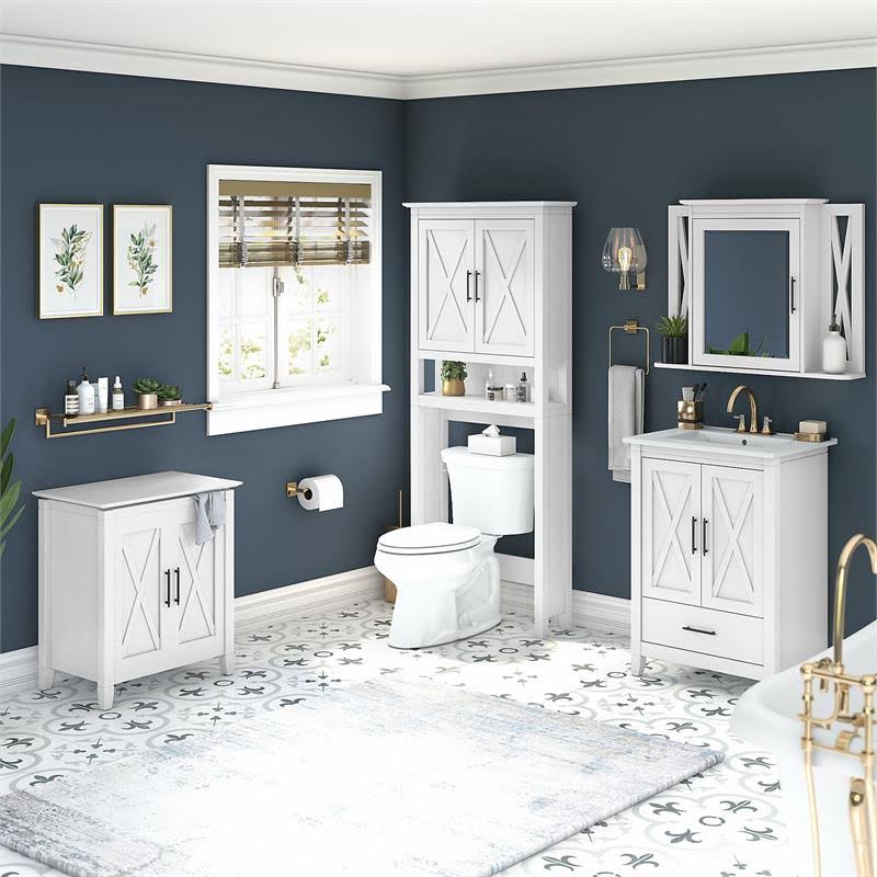 24W Bathroom Vanity Set with Storage in White Ash Engineered Wood S73493