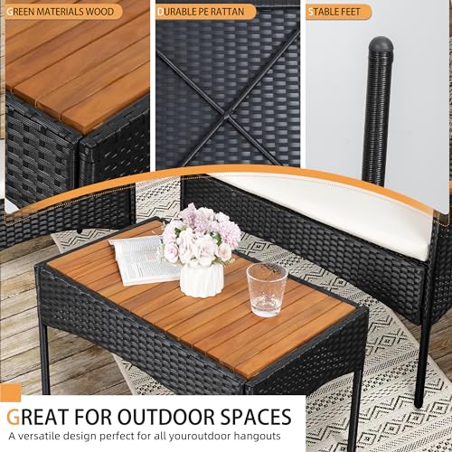 4-Piece Outdoor Wicker Patio Furniture Set with Cushions Y5053