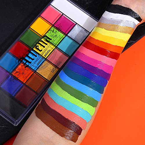 20 Colors Face Body Paint Oil Makeup Set with Mixing Palette and Brushes K583