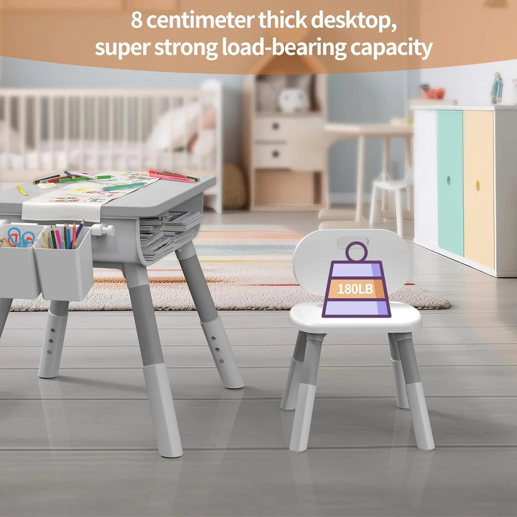Kids Adjustable Height Wooden Table and Chair Set J24580