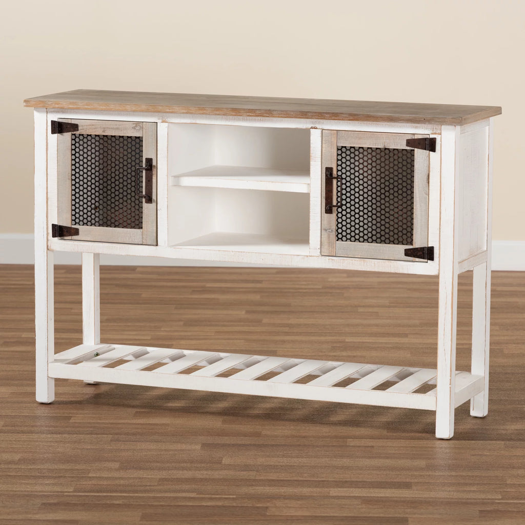 White and Oak Brown Wood 2-Door Sideboard Buffet V658987