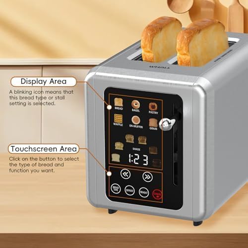 Open Box Touch Screen Toaster 2 Slice Digital Timer Stainless Steel P689324