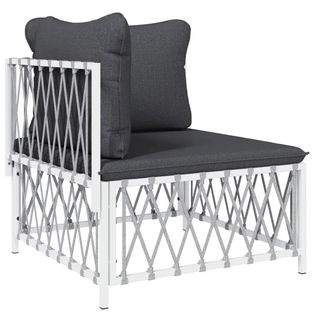 4 Piece Patio Set with Cushions White Steel X5657