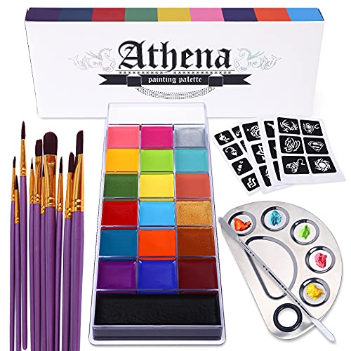 20 Colors Face Body Paint Oil Makeup Set with Mixing Palette and Brushes K583