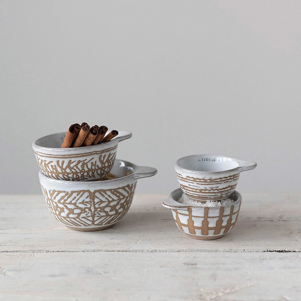 White Stoneware Measuring Cups, Set of 4 L63732