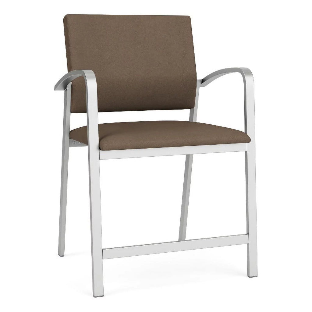Brown and Silver Polyurethane & Steel Reception Hip Chair Y8819