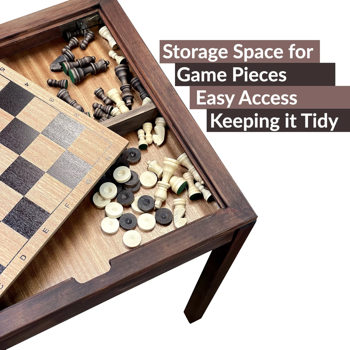 Wooden Chess Checkers and Backgammon 3 in 1 Combo Game Table Set C95224