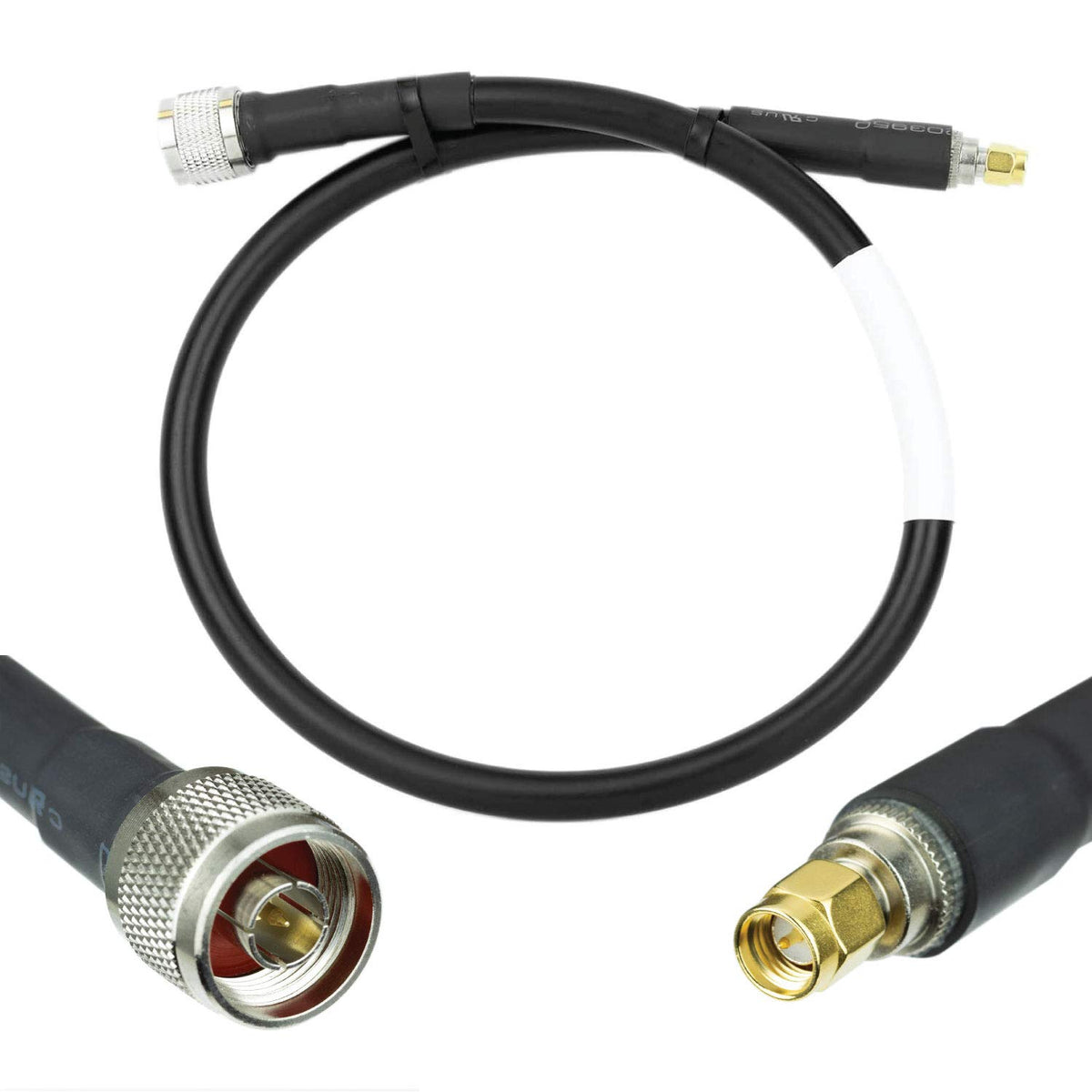 50-ohm N-Male to N-Male Black Coax Cable 60ft G856