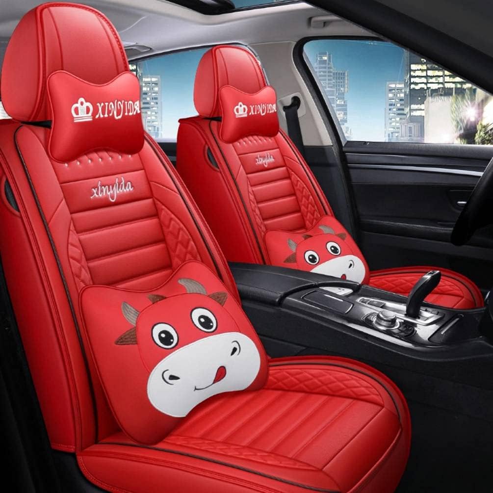 Black Pink PU Leather Car Seat Covers Full Set U335369
