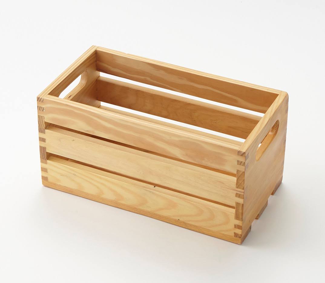 Natural Finish Wood Rectangular Crate J9536