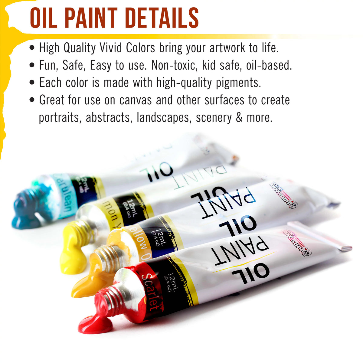 36 Color Set of Art Oil Paint in Large 18ml Tubes G24786