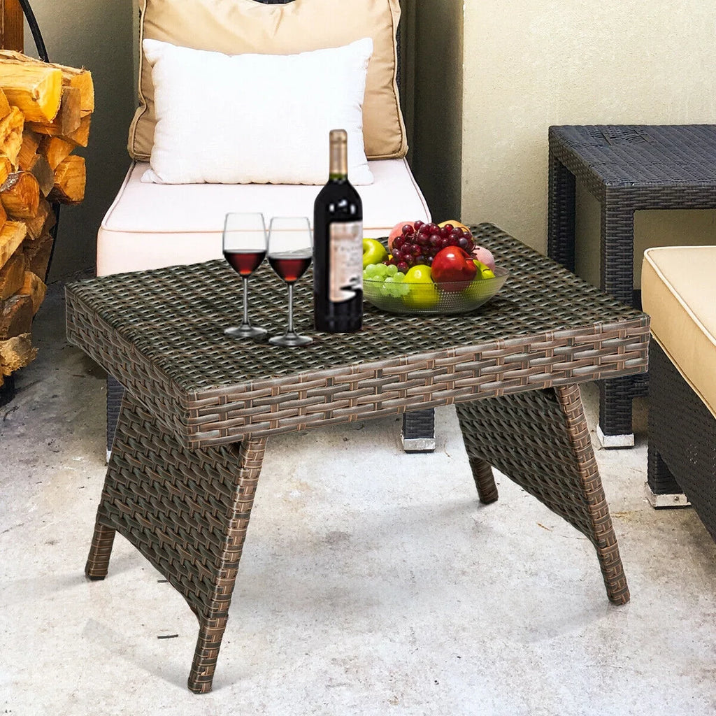 Folding Wicker Side Coffee Table Z510642