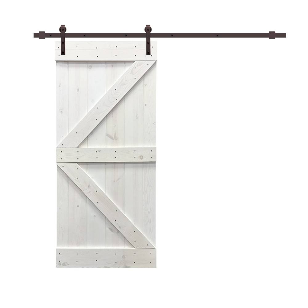 Ocean Blue Stained Wood Sliding Barn Door with Hardware Kit X25484