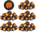 3/4 Inch Amber 3 LED Round Side Marker Indicator Lights with Black Rubbers 12V DC J3116