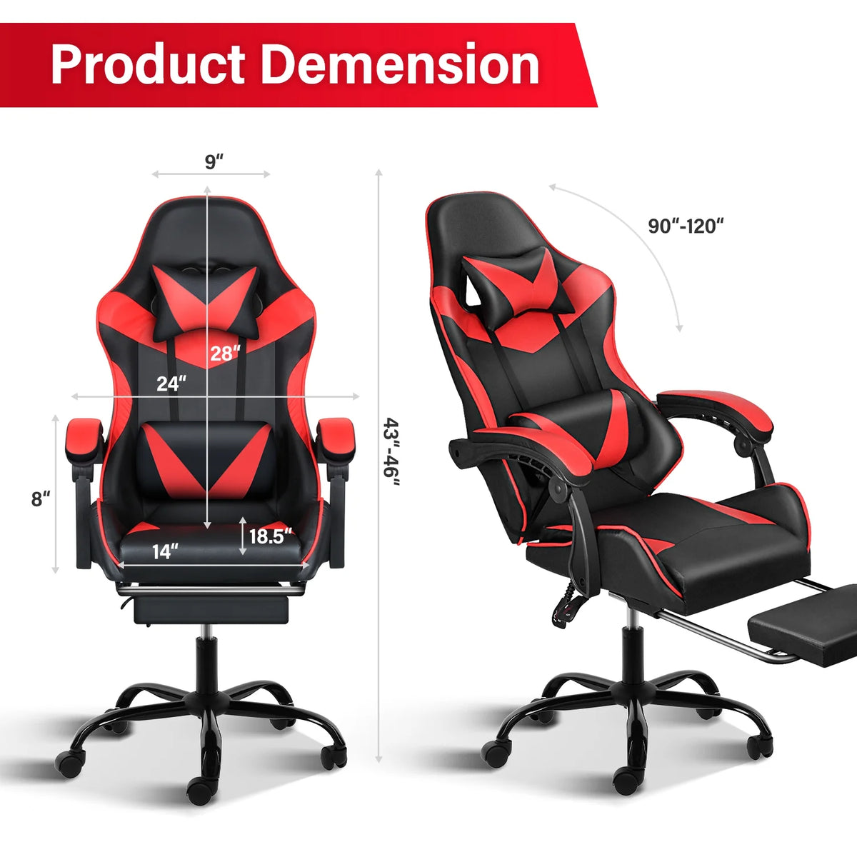 Black and Red Ergonomic Racing Chair S642165