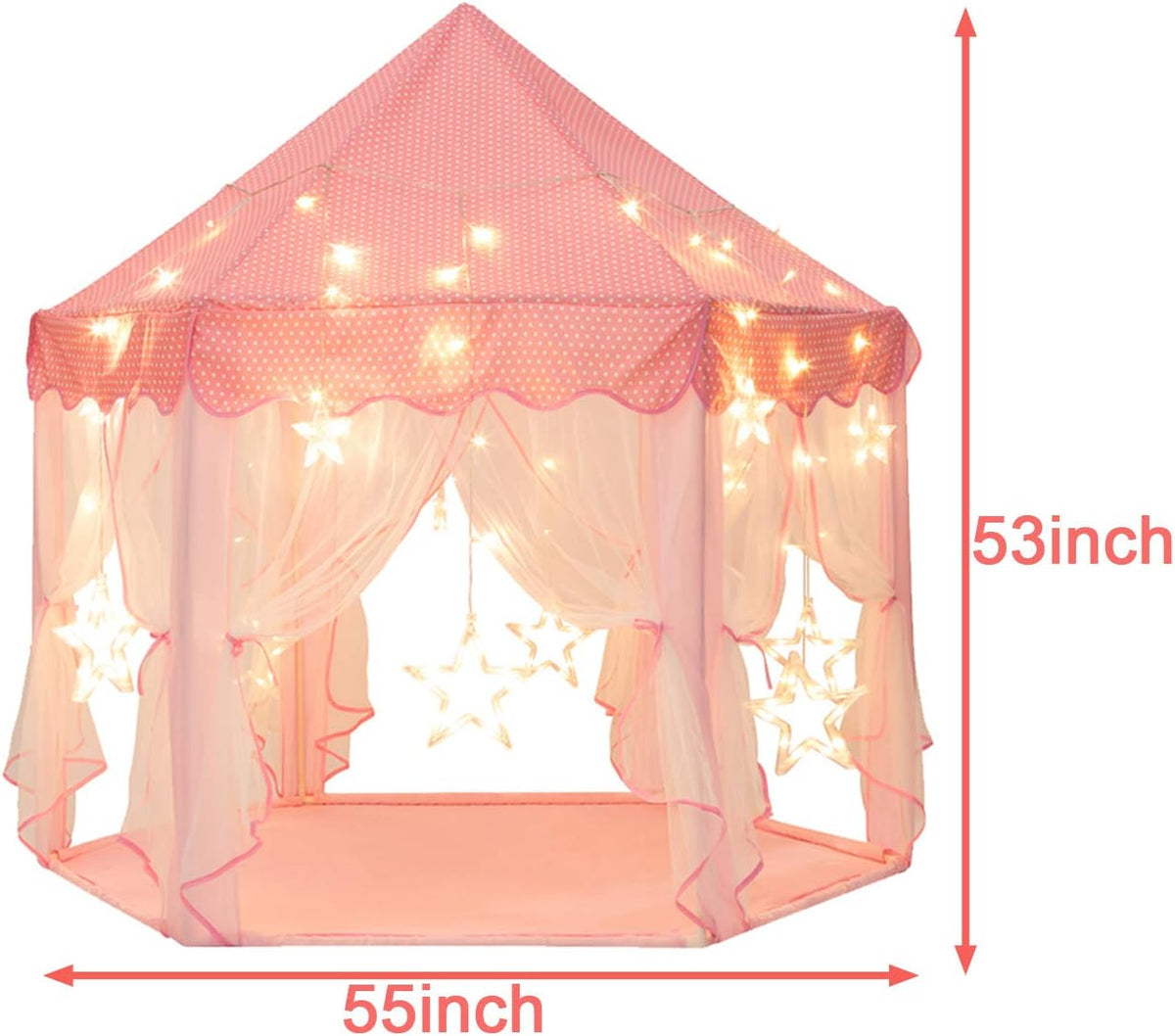55'' x 53'' Princess Tent with Star Lights Play Tent Z2959