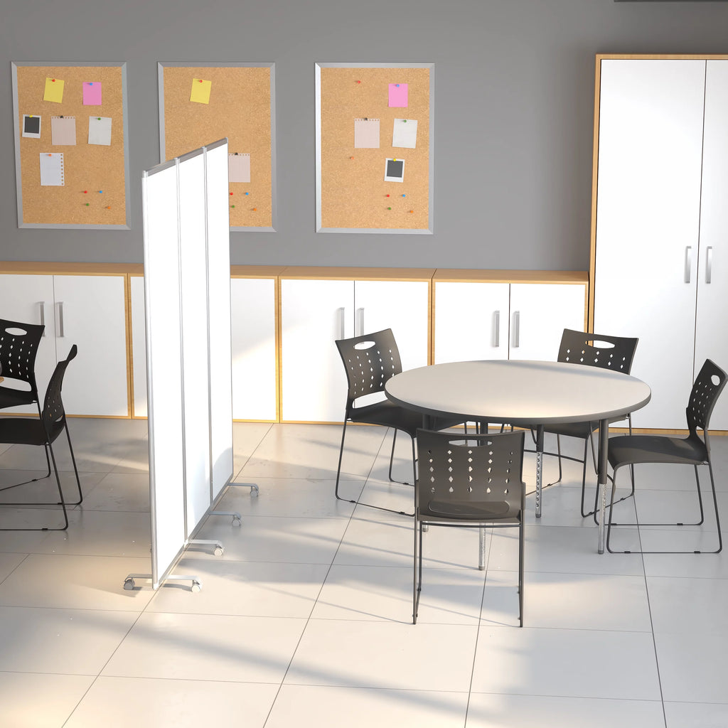 Mobile Magnetic Whiteboard Partition with Lockable Casters R491