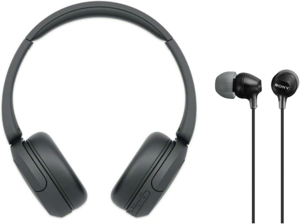 Wireless Bluetooth On-Ear Headphones with Microphone (Black) Bundle In-Ear Earbud Headphones (Black) (2 Items) T23180