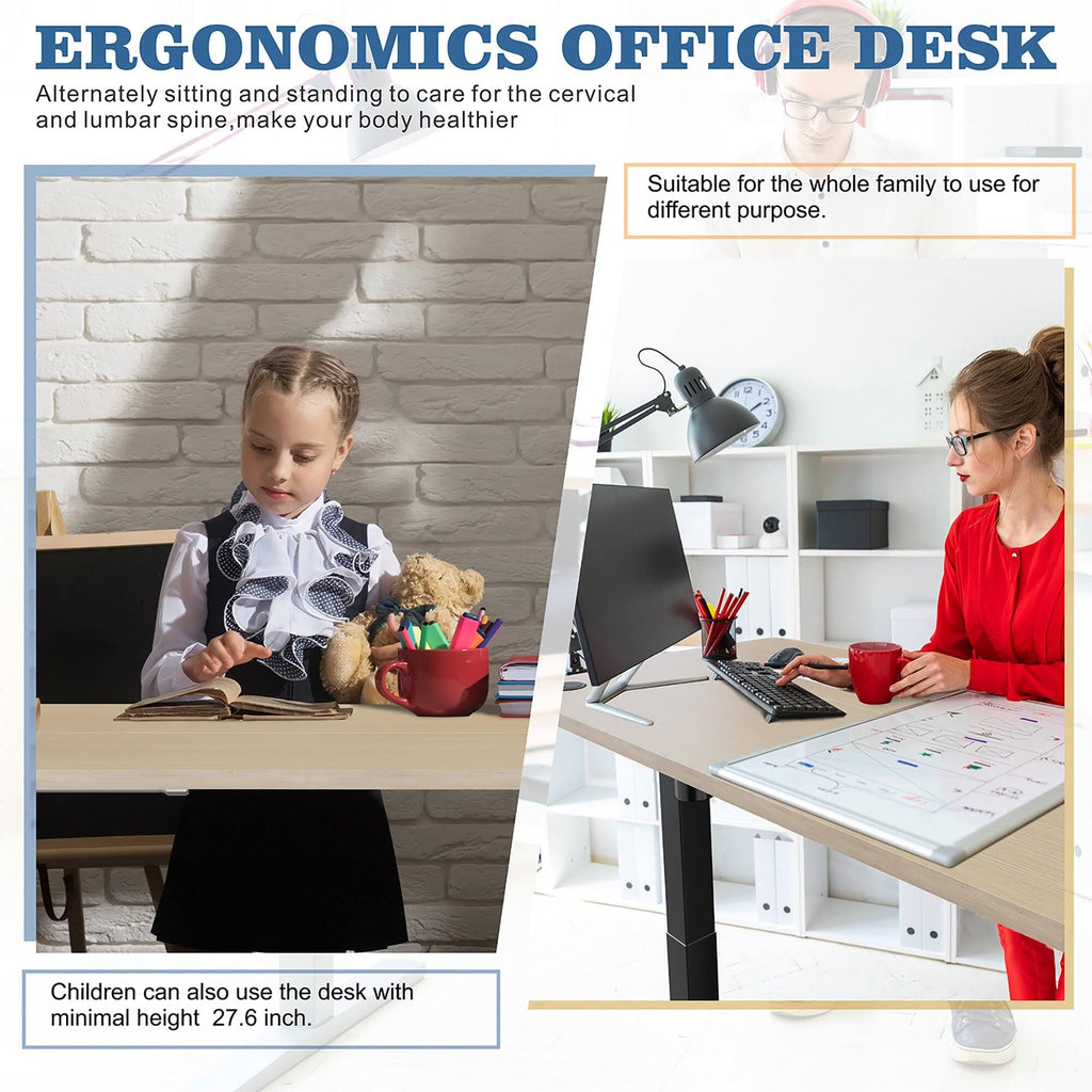 Black 48 x 24 Height Adjustable Electric Standing Desk O1743