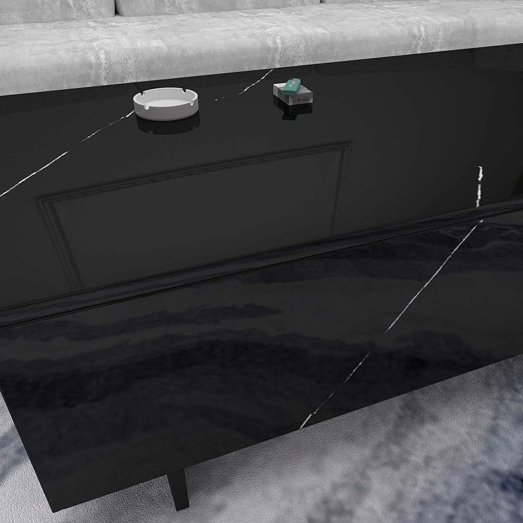 42.5" High Gloss Black Marble Coffee Table U420756