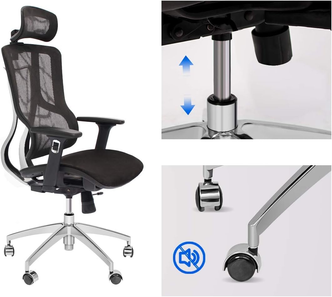 Black Ergonomic Mesh High Back Office Chair with Adjustable Headrest and Armrest C44023